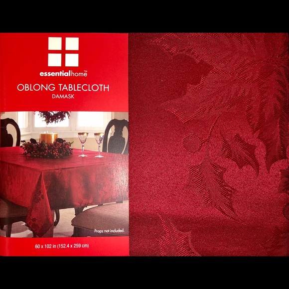 🎄NEW🎄Essential Home Damask Burgundy Tablecloth - Picture 4 of 5